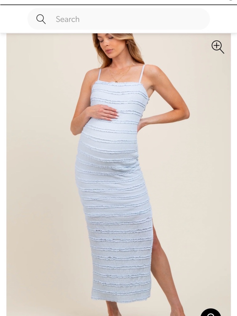 Pinkblush Light Blue Ruffle Tiered Fitted Maternity Maxi Dress